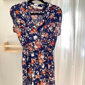 ModCloth Blue Floral Button Up Romper Size Large